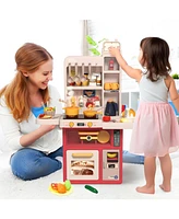 Sugift Kids Kitchen Playset, Pretend Play Kitchen with Sounds and Lights, Cooking Stove Steam,Play Sink and Play Food,Toy Kitchen Set for Kids Toddler