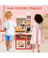 Sugift Kids Kitchen Playset, Pretend Play Kitchen with Sounds and Lights, Cooking Stove Steam,Play Sink and Play Food,Toy Kitchen Set for Kids Toddler