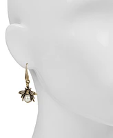 Patricia Nash Gold-Tone Pave & Imitation Pearl Bee Drop Earrings