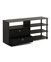 Furinno Tv Stand Hold up to 50" Media Entertainment Center Bookcase Shelves with 2 Drawers