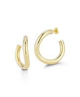 Rachel Zoe 14K Gold Plated Sterling Silver Large Bold Wave Tube Hoops