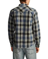 Lucky Brand Men's Indigo Plaid Western Long Sleeve Shirt