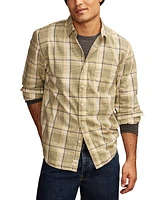 Lucky Brand Men's Plaid One Pocket Poplin Long Sleeve Shirt