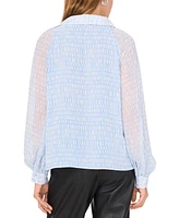 Vince Camuto Women's Printed Collared Raglan-Sleeve Top