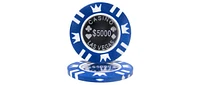 Slickblue Poker Chips with Coin Metal Inlay - 25-Pack, $5000 Denomination