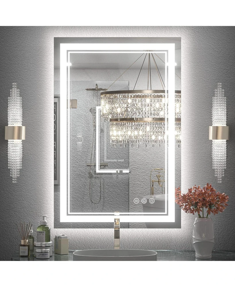 keonjinn 30x36 Led Bathroom Mirror with Frontlit and Backlit