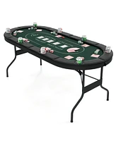 Gouun 72 Inch Foldable Poker Table for 8 Players Portable Oval Card Board Game Table