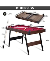 Inolait 4.5ft Folding Pool Billiard Table, Portable Pool Game Table with 2 Cue Sticks, 16 Balls, Triangle, Chalk