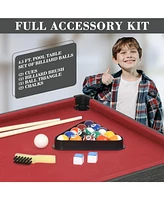 Sugift 4.5Ft Pool Table, Portable Billiard Table for Kids and Adults, Mini Billiards Game Tables with 2 Cue Sticks, Full Set of Balls, Triangle, Chalk