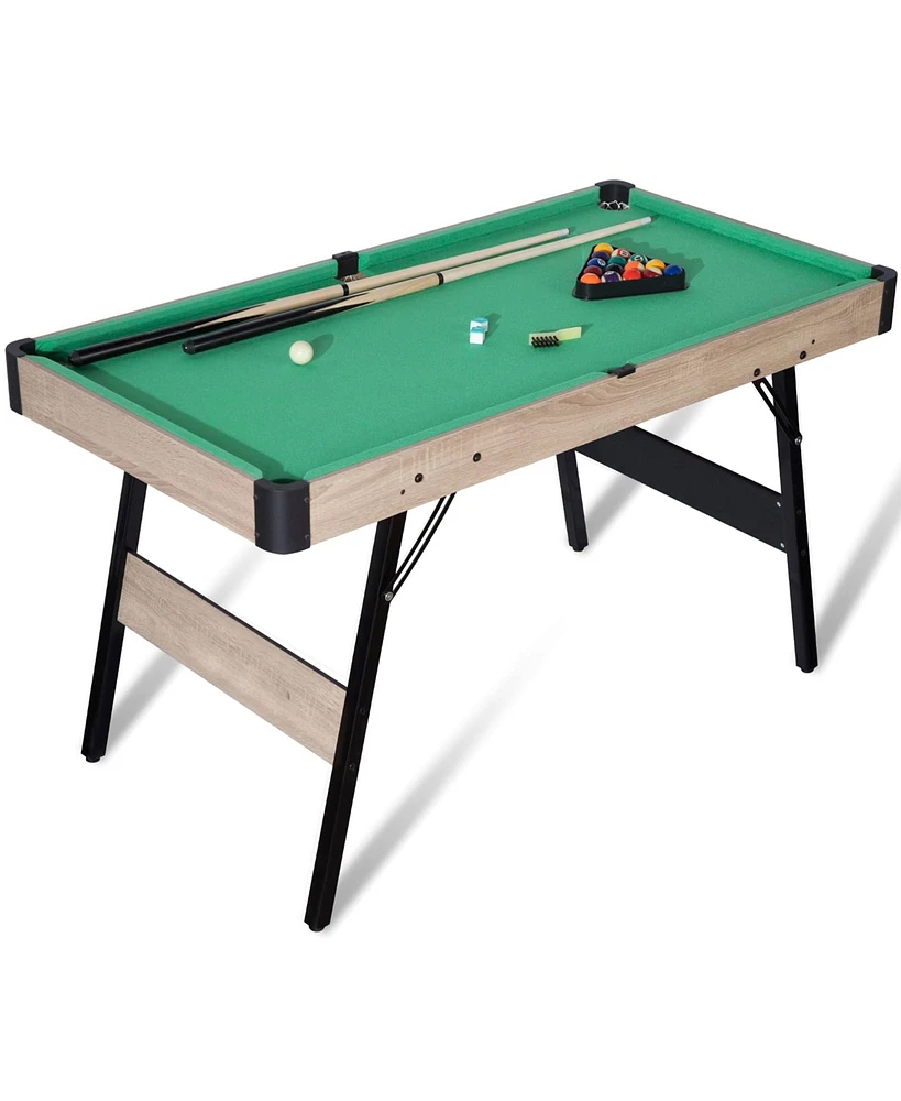 Sugift 4.5Ft Folding Pool Billiard Table, Portable Pool Game Table with 2 Cue Sticks, 16 Balls, Triangle, Chalk, Indoor Foldable Billiards Table