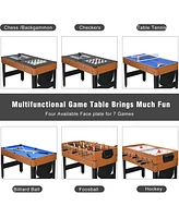 Sugift 4ft 7-in-1 Multi Game Table Set, Combo Game Table w/Hockey, Pool, Foosball & More for Family & Friends