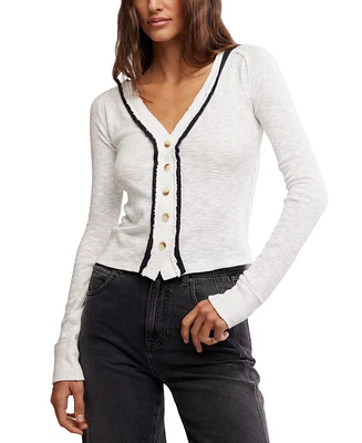 Free People Women's Tipton Contrast-Trim Cardigan