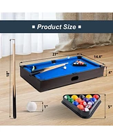 Sugift 27in Mini Pool Table Set, Tabletop Portable Billiards Game with Small Billiards Balls, Pool Cues, Triangle Rack, Chalk, Brush