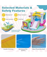 Costway Inflatable Bounce House with Slide Jumping Area Obstacle Ball Pit 502W Blower
