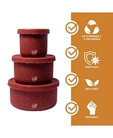 Lidded Bowls 3 pk Set: Speckled Red - 10, 20, 30 oz