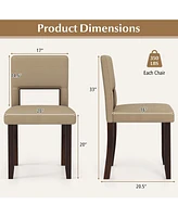 Gouun Set of 2 Wooden Dining Chair with Acacia Wood Frame Padded Seat and Back