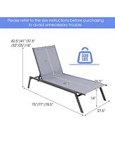 Gouun Outdoor Adjustable Chaise Lounge Chair with Lay Flat Position and Quick-Drying Fabric