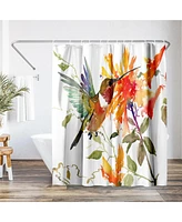 Americanflat 71x74 Hummingbird and Orange Flowers Shower Curtain - 100% Polyester Shower Curtain