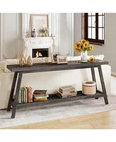 Tribesigns Farmhouse Console Entryway Table: 70.9 Inches Extra Long Console Table for Entryway, 2-Tier Narrow Wood Foyer Sofa Couch Table for Hallway,