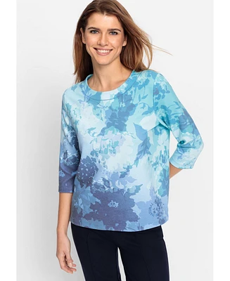 Olsen Women's Abstract Floral Print Shirt