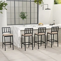 Gymax Patio Bar Chair Set of 2 Heavy Duty Metal All Weather Bar Stools w/ Backrest