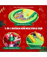 Gymax Christmas-Theme Inflatable Bounce House w/ 550W Blower Christmas Gift for Kids