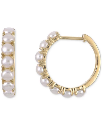 Cultured Freshwater Pearl (2-1/2-3mm) Small Hoop Earrings in 14k Yellow Gold Over Sterling Silver, 1/2"