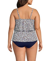 Lands' End Women's Plus Size Scoop Neck Tiered Tankini Swimsuit Top