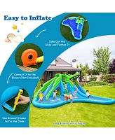 Gymax Crocodile Inflatable Water Slide Park Kids Bounce House w/ Dual Slides Without Blower