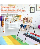 Gouun Foldable Baby High Chair with Double Removable Trays and Book Holder