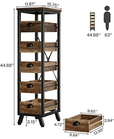 Tribesigns Tall Narrow Dresser, Small Wood Thin Chest of 5 Drawers, Vertical Dressers & Chests of Drawers Storage Organizer for Bedroom, Living Room,