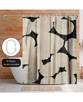 Americanflat 71x74 Beige and Black Shower Curtain - 100% Polyester Shower Curtain