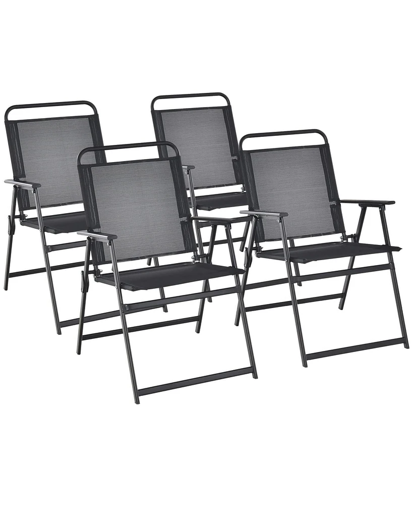 Sugift Set of 4 Outdoor Folding Chairs with Breathable Seat