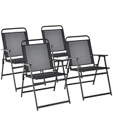 Sugift Set of 4 Outdoor Folding Chairs with Breathable Seat