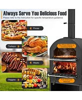 Costway Outdoor Pizza Oven Wood Fired Pizza Oven with Protective Cover 12" Pizza Stone