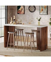 Tribesigns Home Bar Unit, 55.12-Inch Bar Table with a Faux Marble Finished Tabletop, Modern Freestanding Mini Bar for Home Kitchen, Living Room, Balco