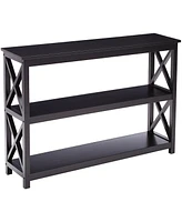 Kings Brand Furniture Aria Console Table with Shelves, Black