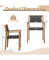 Gouun Set of 2 Stackable Outdoor Wicker Dining Chair