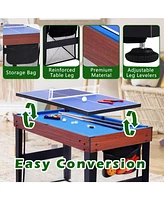 Sugift 48in Multi Game Table, 9 in 1 Combo Game Table, Arcade Combination Game Table Set with Billiards, Ping Pong, Hockey, Basketball, Bean Bag and F