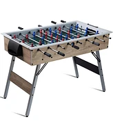 Sugift 48in Game Room Size Folding Foosball Table, Foldable Space Saving Table Soccer Game with 2 Balls