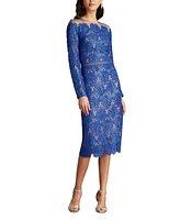 Tadashi Shoji Women's Camie Sequin Embroidered Off Shoulder Illusion Dress