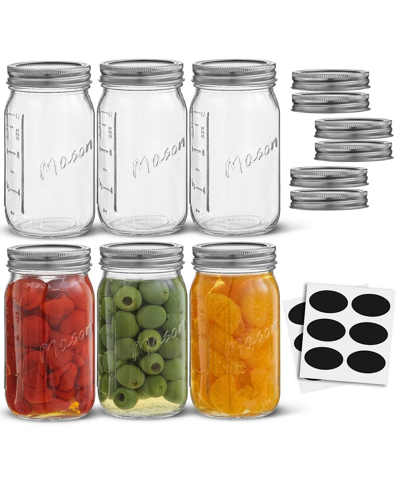 JoyJolt Regular Set of 6 Mason Jars with Airtight Lids