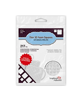 Scrapbook Adhesives by 3L 3D Foam Squares: Thin 1mm White Mix - 10 Pack