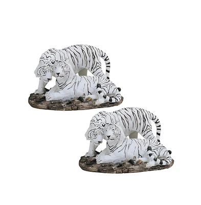 Fc Design "2-pc Gift Set" 11"W White Tiger Couple Figurine Statue Ornament Home Room Office Decor and Perfect Gift Ideas for Housewarming, Holidays an