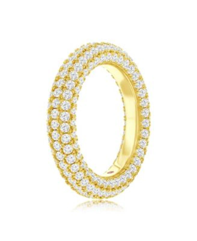 Suzy Levian Sterling Silver Cubic Zirconia Pave Round Eternity Band