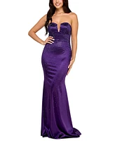 Say Yes Juniors' Rhinestone-Embellished Satin Gown, Created for Macy's