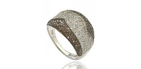 Suzy Levian Sterling Silver Brown and White Cubic Zirconia Ring