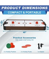 Sugift 40in Air Hockey Table, Portable Hockey Game Table with 2 Pucks, 2 Pushers, Powerful Motor