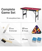 Sugift Foldable Pool Table, Portable Folding Billiard Table with 2 Cues, 16 Balls, Triangle, 2 Chalks