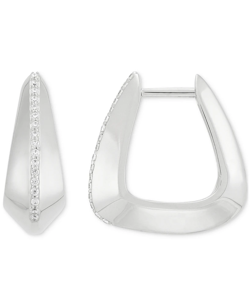 Diamond Pave Sculptural Huggie Hoop Earrings (1/10 ct. t.w.) in Sterling Silver